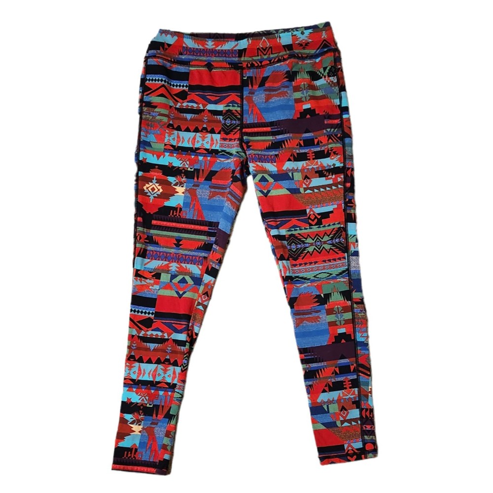 Chaps Sport Leggings Pants Multicolor Southwest Pattern Womens Size Large